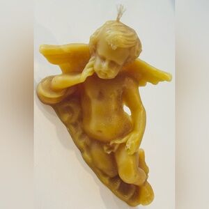 RARE Fine Art Beeswax Wax Candle Baby Angel Vintage Antique Original Collectible